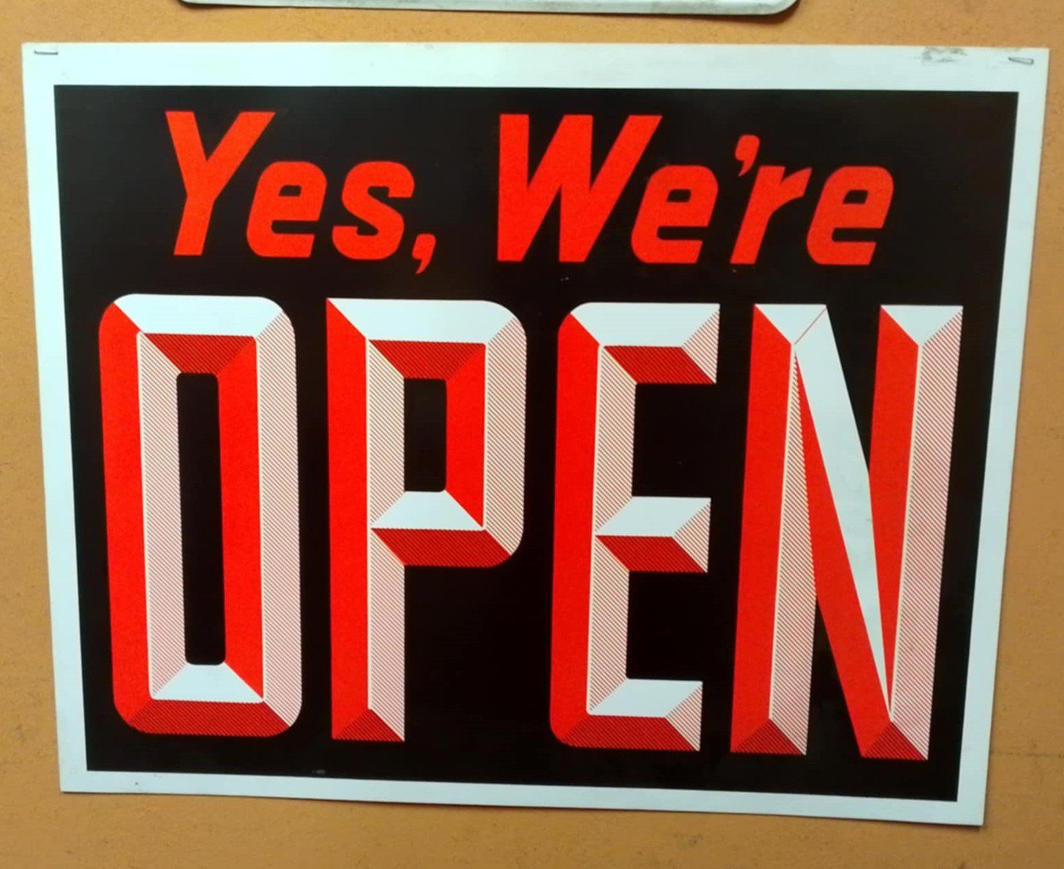 Insegne: Schild   YES, WE`RE OPEN – Usato da Niedergösgen venduto da usc_l8gm