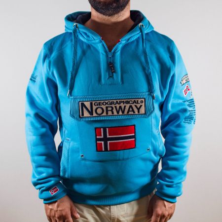 SALE - Size L türkis GEOGRAPHICAL NORWAY Kapuzenpullover