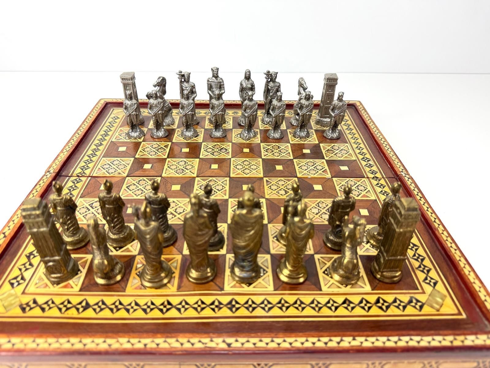 Giochi: Britisches Schach / Backgammon Holz Perlmutt, Antik – Usato da Zürich venduto da Arche_Brockenhaus