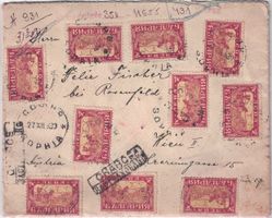 Bulgarien 1930: Spektakuläre Frankatur Sofia - Wien Bahnpost