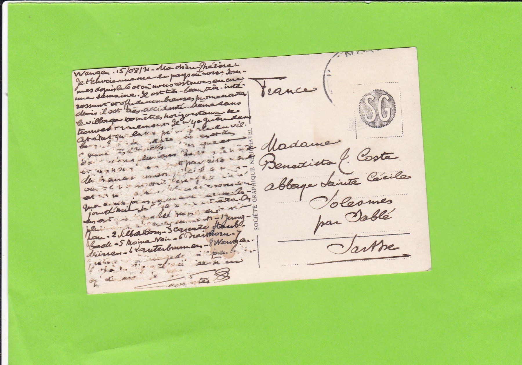 Cartoline postali: Wengen-Lauterbrunnental – Usato da St. Peterzell venduto da neckertal 1