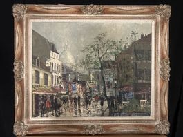Ölgemälde Paris Strassenszene, Original, Simon Kramer