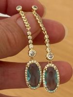 Luxus Elegante Zirkonia Ohrstecker Ohrschmuck Farbe:Hellblau