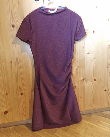 Damen Kleid violett mit Glitzer gerafft guter Zustand