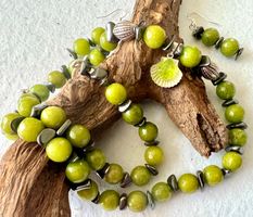 Edelstein Ensemble Nephrit Jade & Peridot Silber 925 Unikat