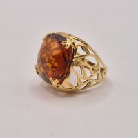 Bague vintage en or jaune 18k avec citrine orange