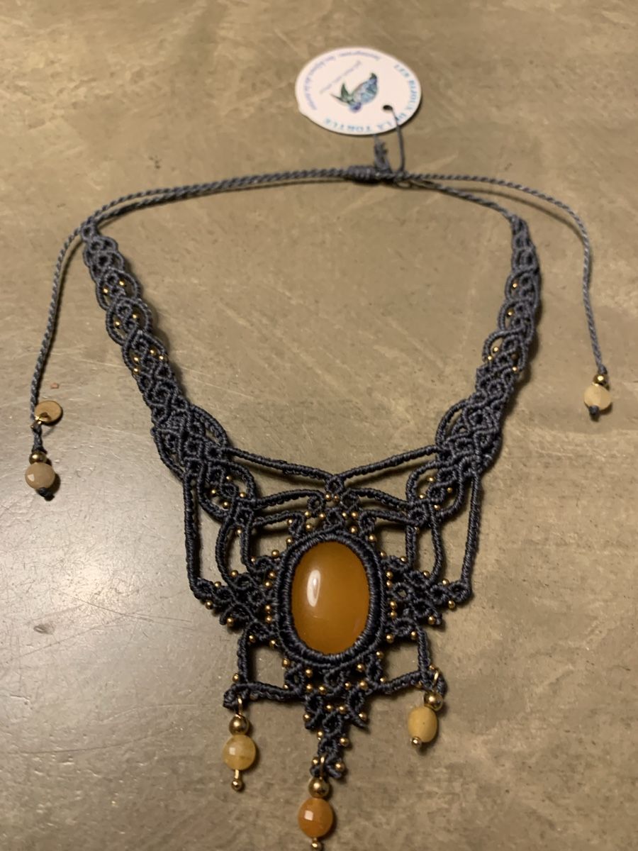 Catenine: 💛 Collier macramé bohème chic – Topaze jaune & aventurine – Nuovo e nell'imballaggio originale da Versoix venduto da val_t6jc 1