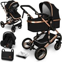 KIDUKU Kombi-Kinderwagen SCHWARZ/GOLD
