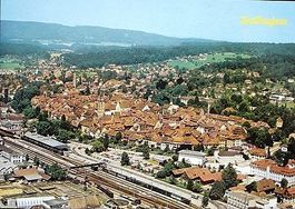 ZOFINGEN Flugaufnahme - Bahnhof mit Bahn
