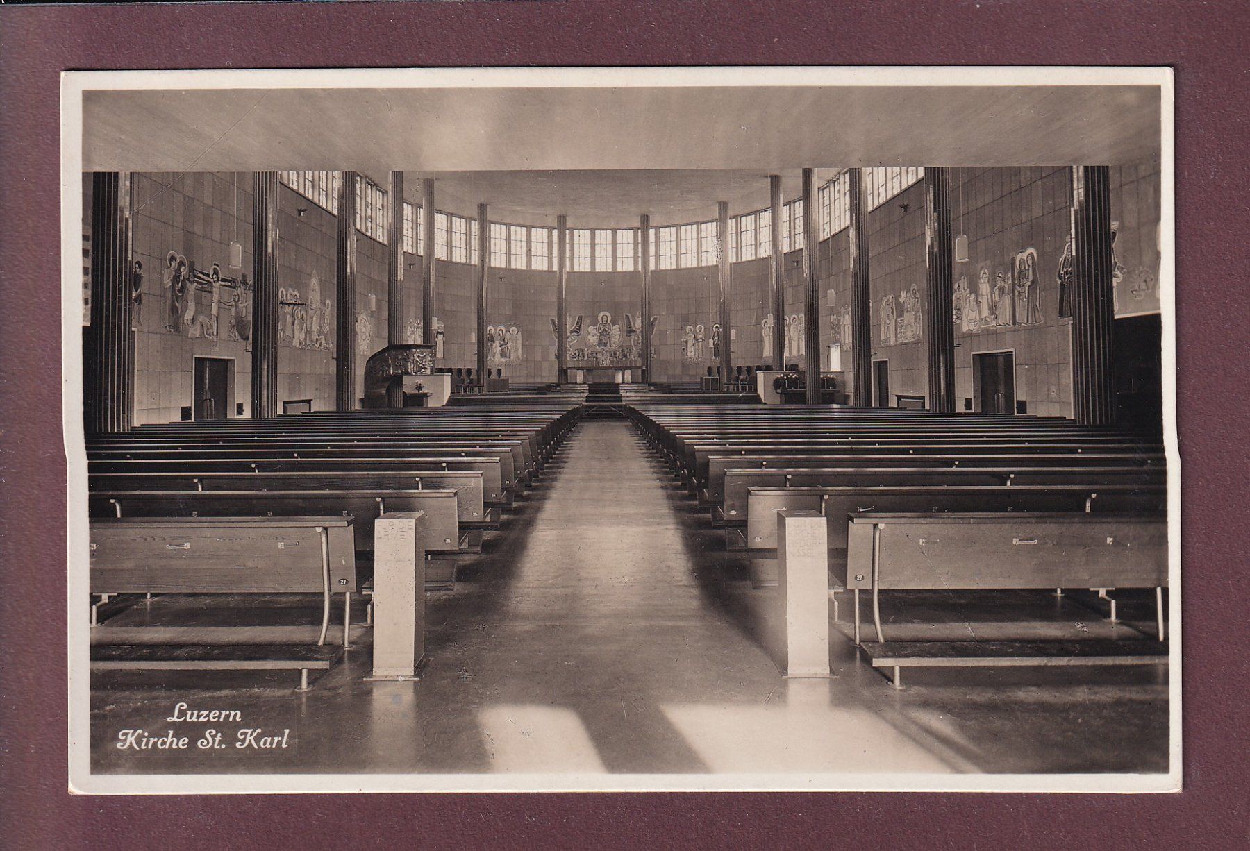 Cartoline postali: LUZERN - Kirche St. Karl - 1944 – Usato da Pully venduto da nicecards