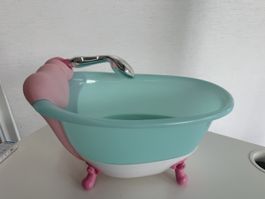 Kinderbadewanne mit Duschkopf rosa/tuerkis neuwertig
