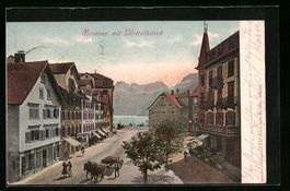 Brunnen, Strassenpartie mit Geschäft un