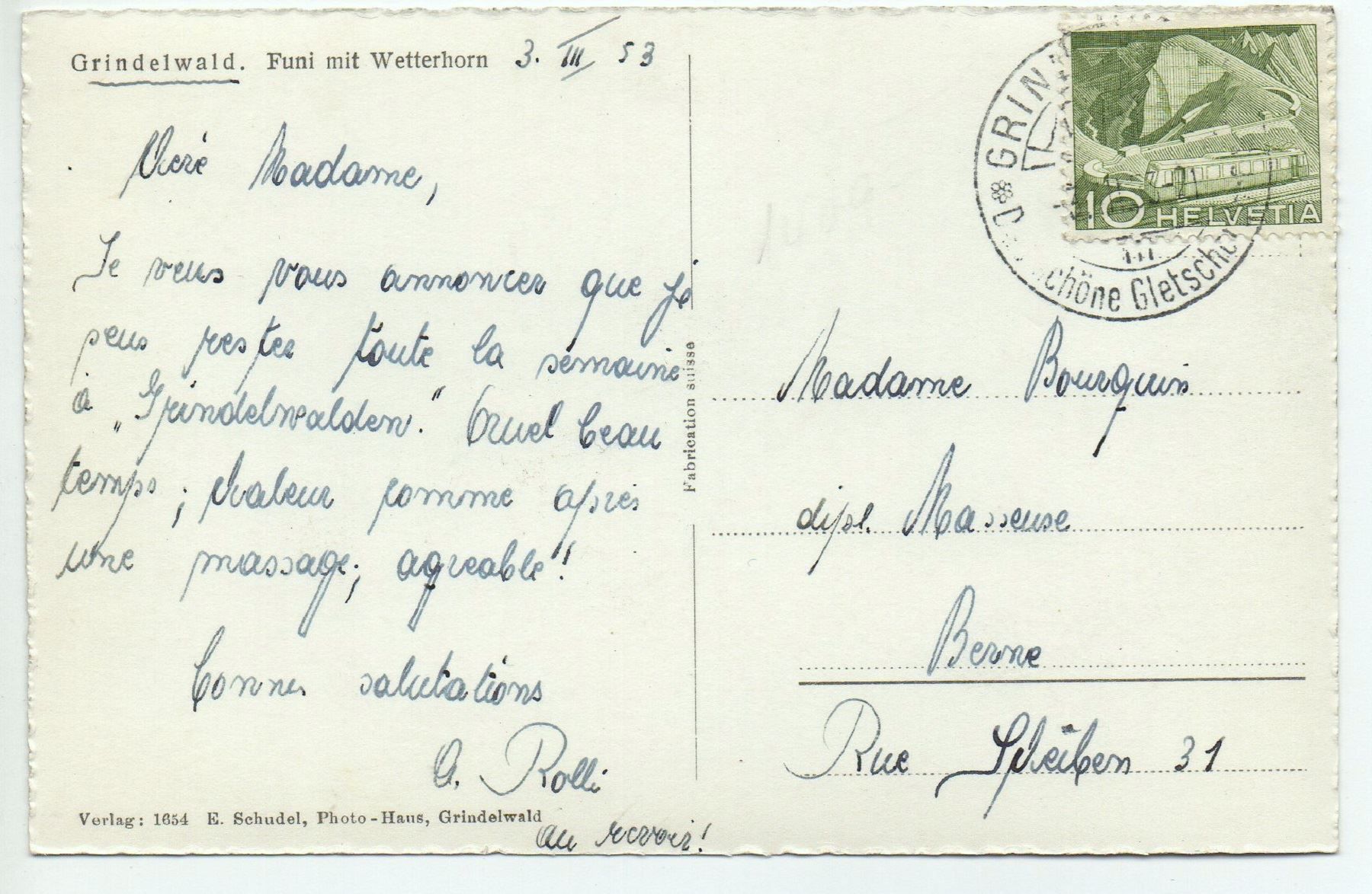 Cartoline postali: GRINDELWALD Funi-Ski mit Wetterhorn – Usato da Jona venduto da philajona 1