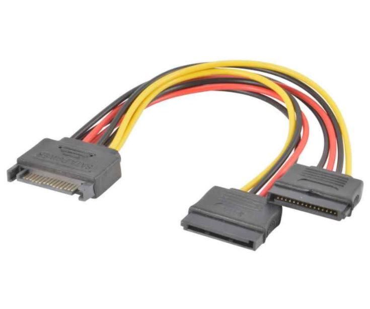 29683F InLine SATA Strom-Y-Kabel Buchse An 2x Lüfter (2pol) Stecker 0