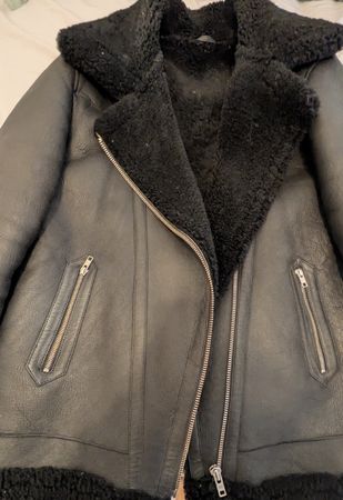 Iris & Ink Lamb Shearling Jacket Black Size 12