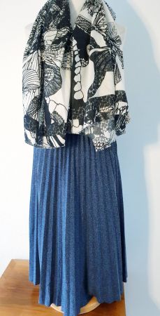 TUCH SCHAL CREME ANTHRAZIT DESIGN , TOP zu MANTEL KLEID