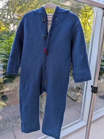 disana Wollfleece Overall Gr. 74/80 blau Schurwolle
