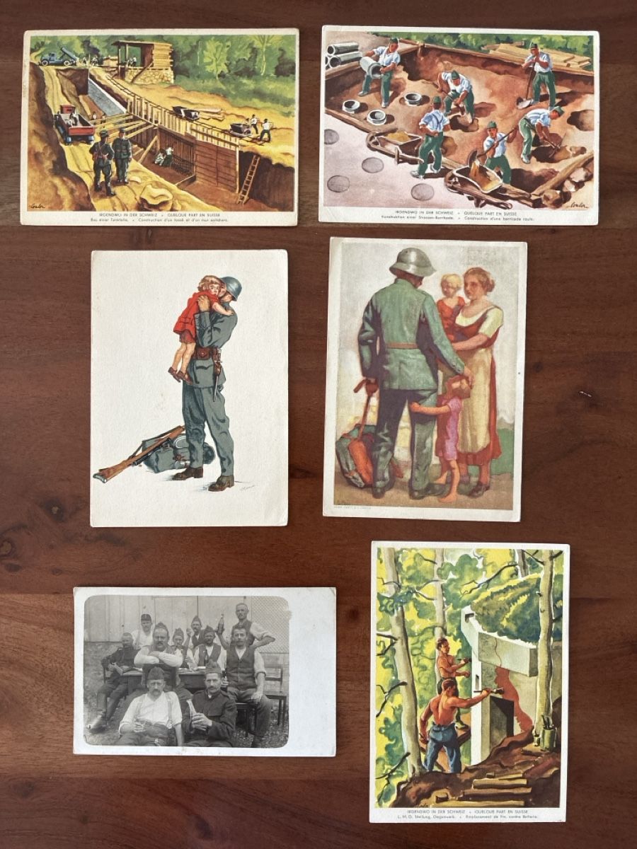 Cartoline postali: 11 Ansichtskarten Schweiz vom Militär  – Usato da Oftringen venduto da Cla.vD.74 2