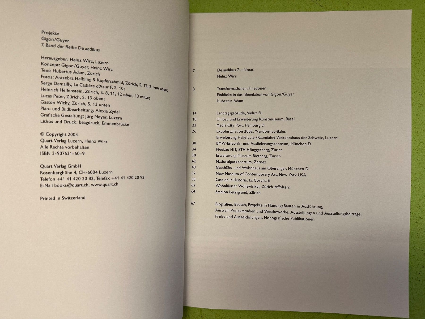 Bücher: Heinz Wirz: Projekte. Gigon/Guyer. – Gebraucht aus Zürich von allp 2