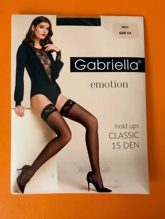 GABRIELLA, Halterlose Strümpfe EMOTION, Gr. 3/4, Schwarz