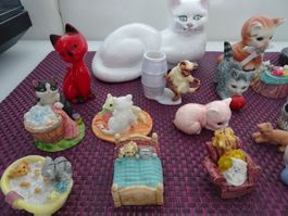 Grosse Sammlung Katzen Miniatur Figuren, über 30 Stück