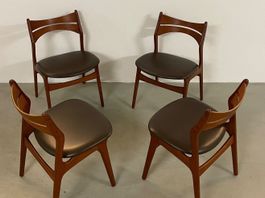 4x Teak & Leder Stühle Erik Buch MidCentury 60er