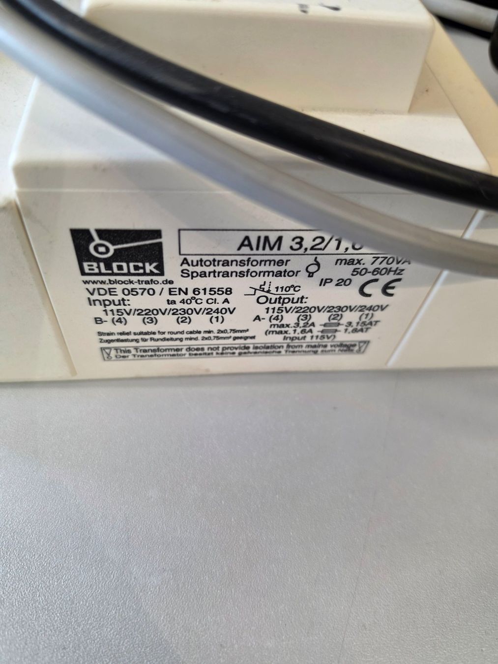 Elektronikbauteile: Block Spartransformator AIM 3.2 1.6 770VA – Gebraucht aus Altdorf UR von Xaeon 2