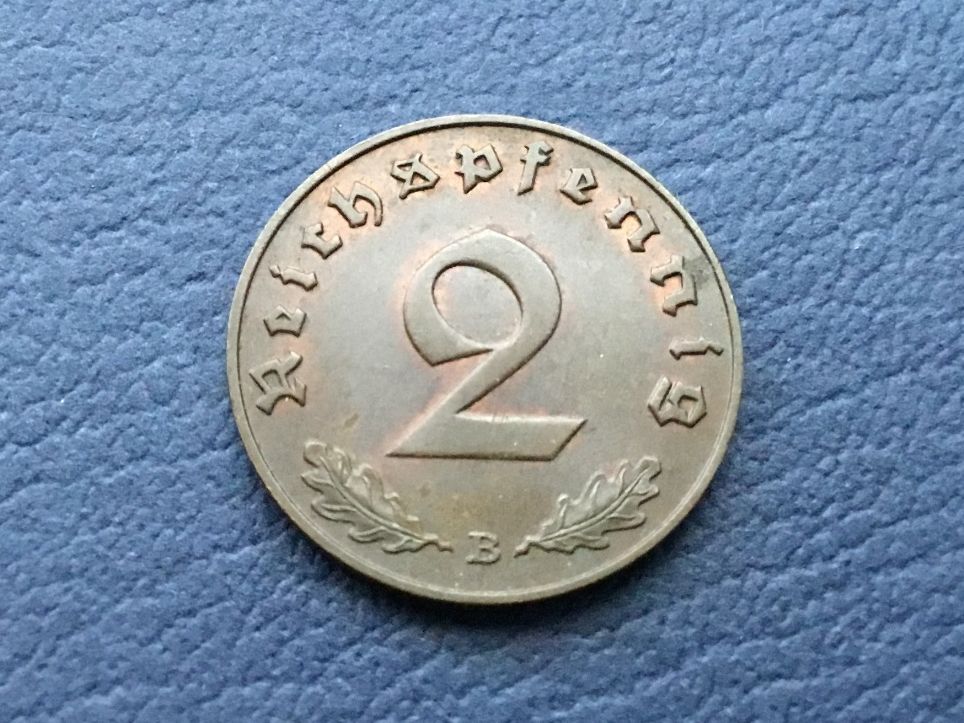 Tutti le monete: Drittes Reich 2 Reichspfennig  1939 B. – Usato da St. Margrethen SG venduto da alfapeugeot10 1