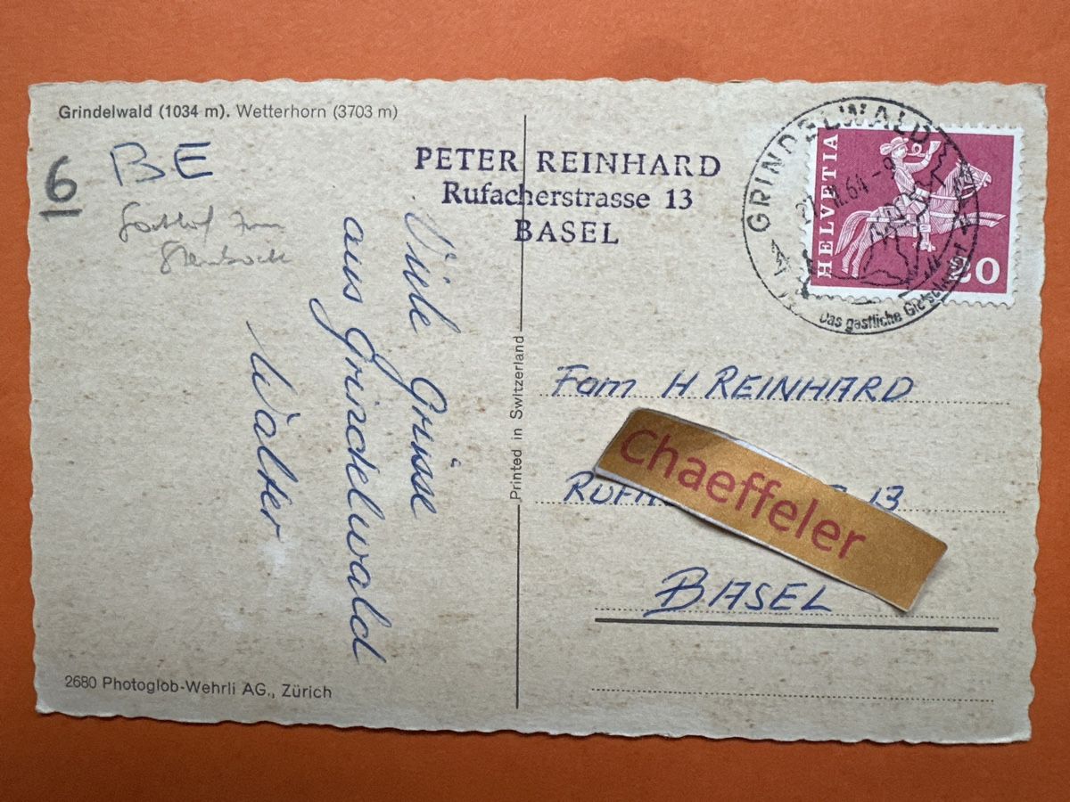 Cartoline postali: 1964 Grindelwald Wetterhorn  – Usato da Zürich venduto da Chaeffeler 1