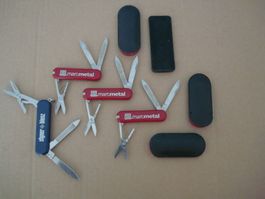 4 Taschenmesser  - 3 x Victorinox - 1 x Wenger - mit Reklame