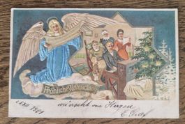 Fröhliche Weihnacht, Prägekarte 1901, Volketswil n. Dietikon