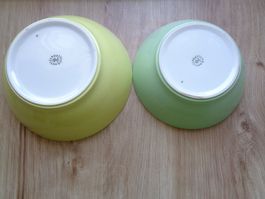 2 x SCHÜSSEL LILIEN PORZELLAN GELB WIE NEU GRÜN