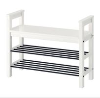 Schuhregal Bank weiss mit 2 Ablagen
