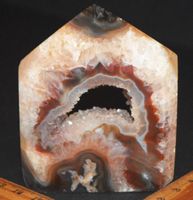 Deko Heilstein K-461 –Rote Achat Geode Kristall Flamme–75x60