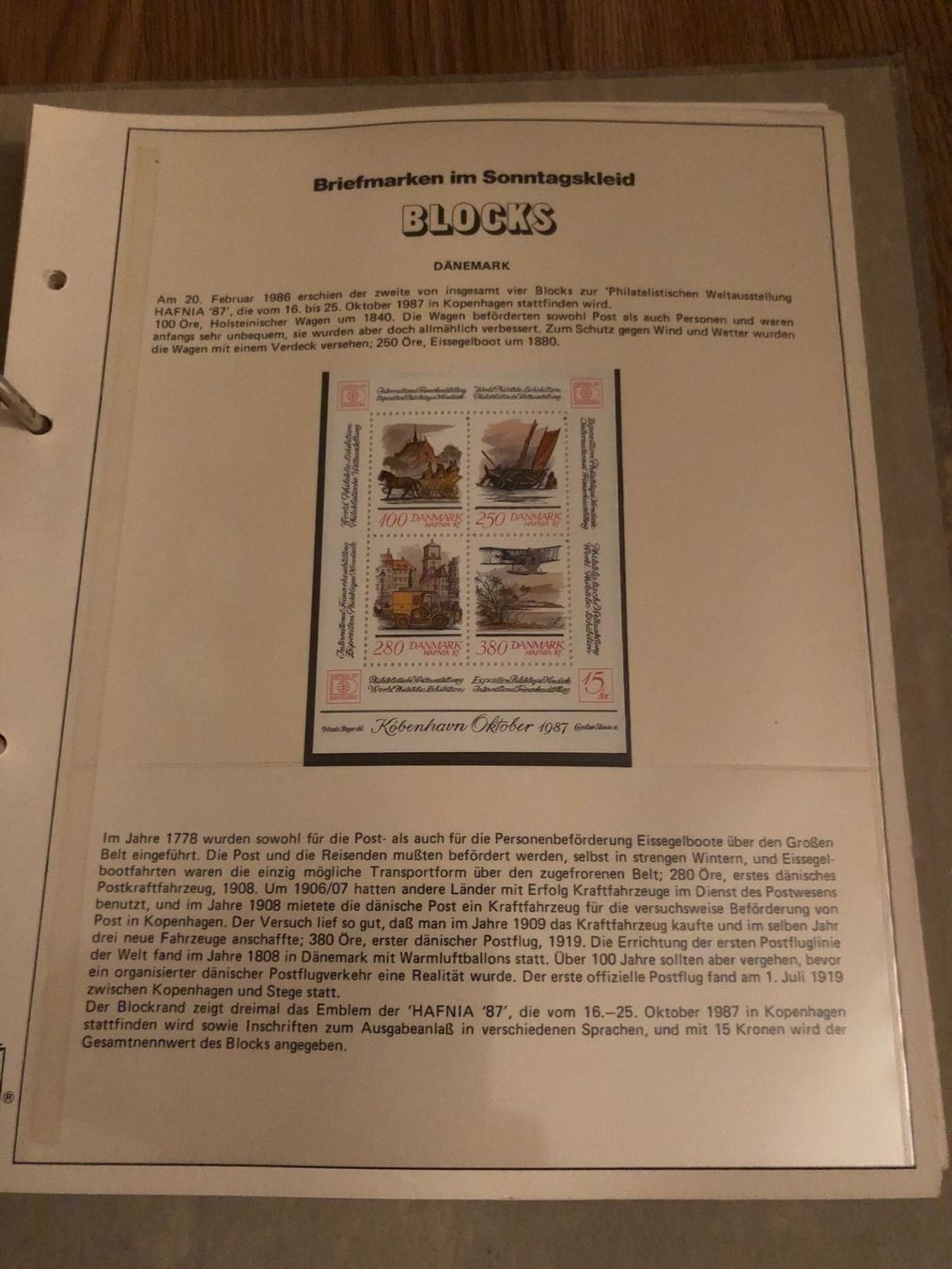 Tutti i francobolli: Block Dänemark "HAFNIA 87", 1986, Postfrisch – Nuovo e nell'imballaggio originale da Landquart venduto da interesse63