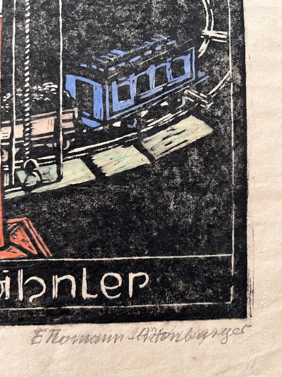 Xilografie: E. Thomann Original Holzschnitt Eisenbahn Eisenbahner – Usato da Adliswil venduto da bilderboerse-zuerich 6