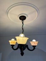 3-flammiger Kronleuchter mit Alabasterglas, höhenverstellbar