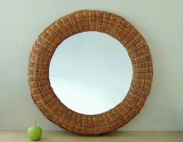 Miroir en rotin Venna, design scandinave, Ikea, Suède, 1990s