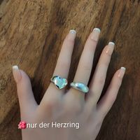 Silberfarbener Herz-Ring, in 925 Silber,  Grösse verstellbar
