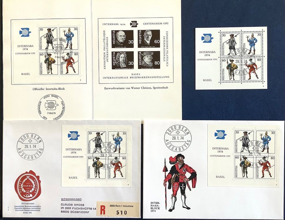 Tutti i francobolli: 1974 Internaba Set - 2 x FDC ( 1x -R ) Folder + Block ET – Nuovo (secondo la descrizione) da Liestal venduto da Skunk02