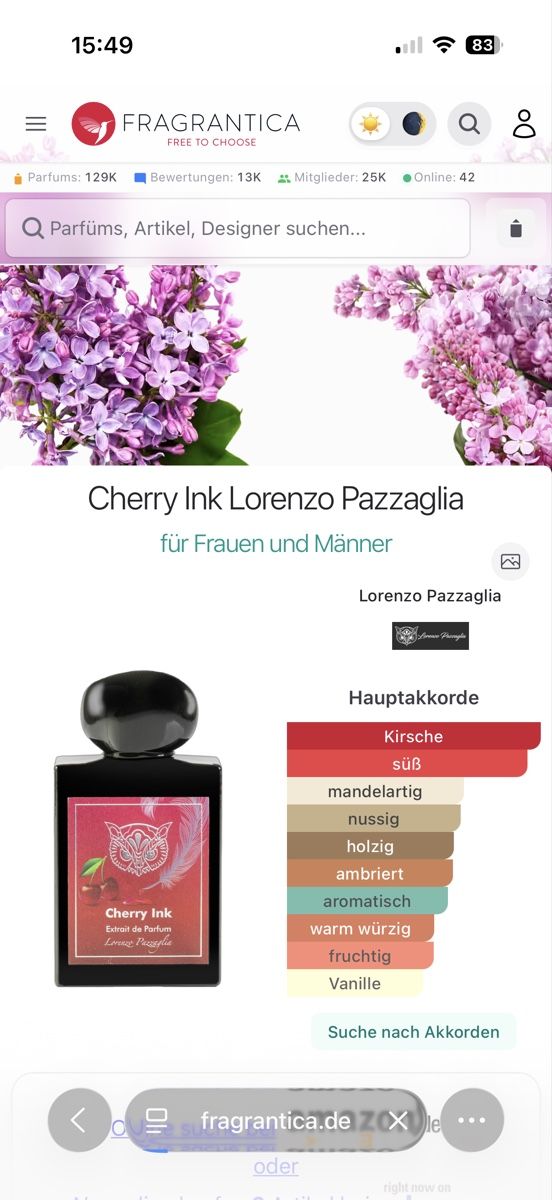 Profumi & Eau de Toilette: Lorenzo Pazzaglia Cherry 2 ml – Usato da Sursee venduto da nst_czk2 1