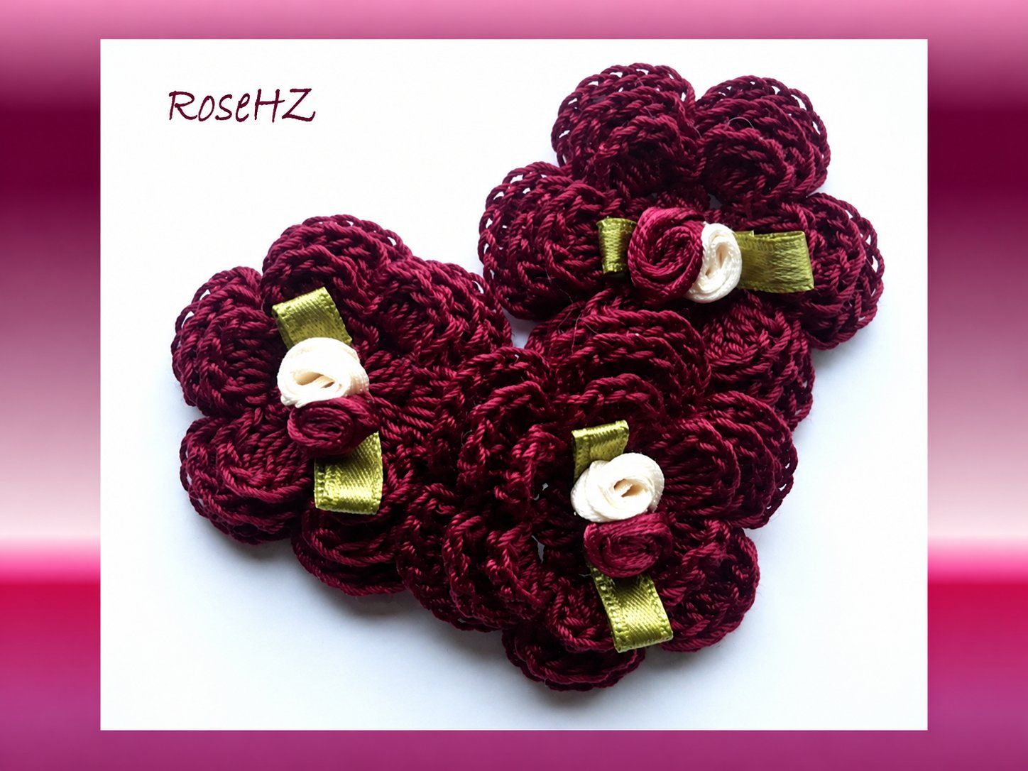 Patches: Gehäkelte Blumen 3.Stück Baumwolle – Neu (gemäss Beschreibung) aus Schaffhausen von RoseHaekelzauber
