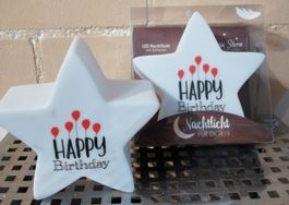 2 kleine Nachtlichter LED Happy Birthday