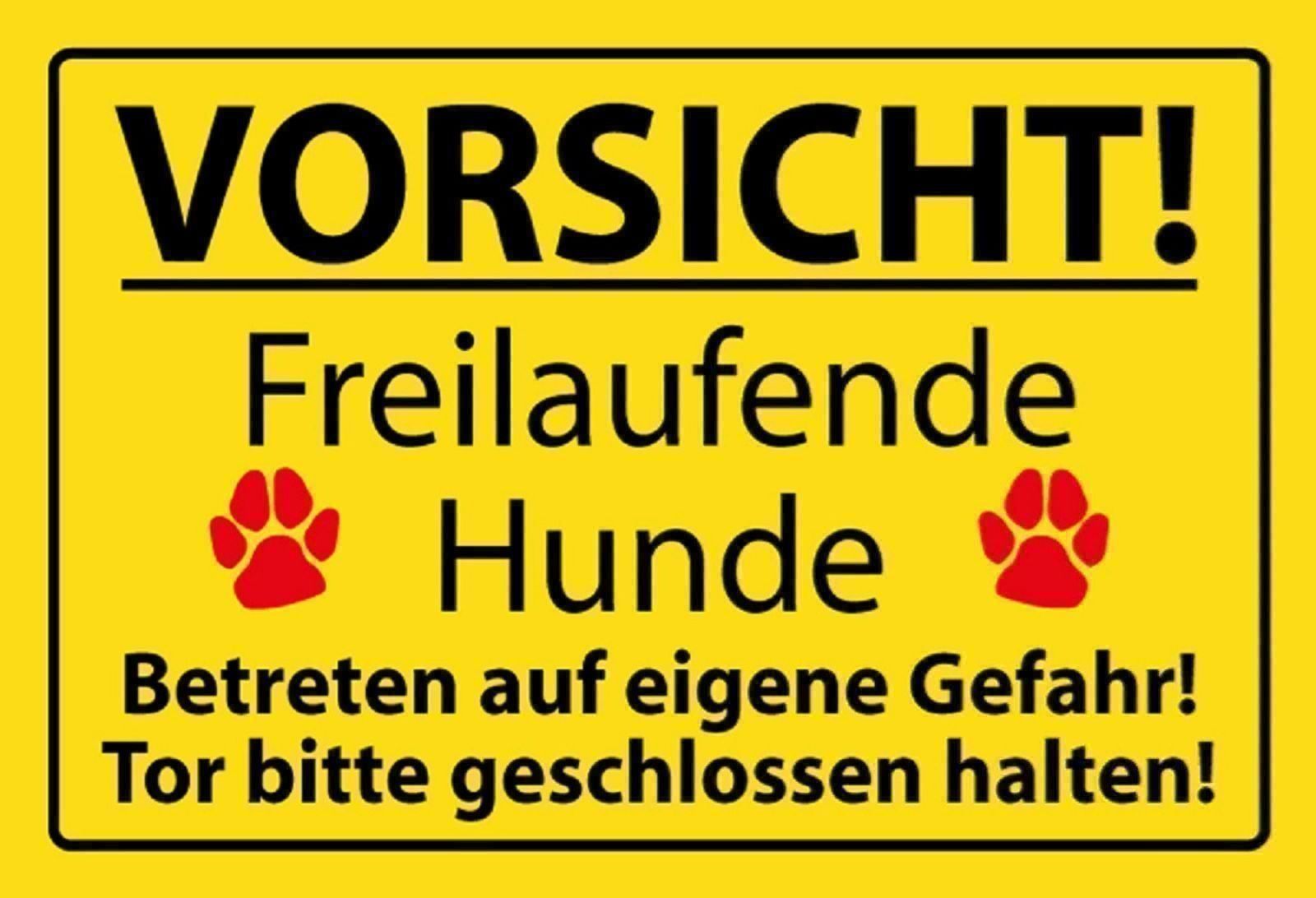 Insegne: Blechschild-VORSICHT FREILAUFENDE HUNDE – Nuovo e nell'imballaggio originale da Rupperswil venduto da big-one-sale