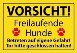 Blechschild-VORSICHT FREILAUFENDE HUNDE