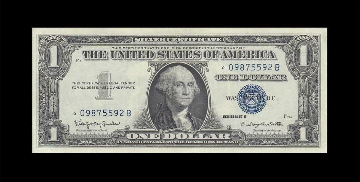 Banknoten: USA - S.C. $1 **STAR NOTE**  1957-B aUNC – Gebraucht aus Cousset von Patricio77 2