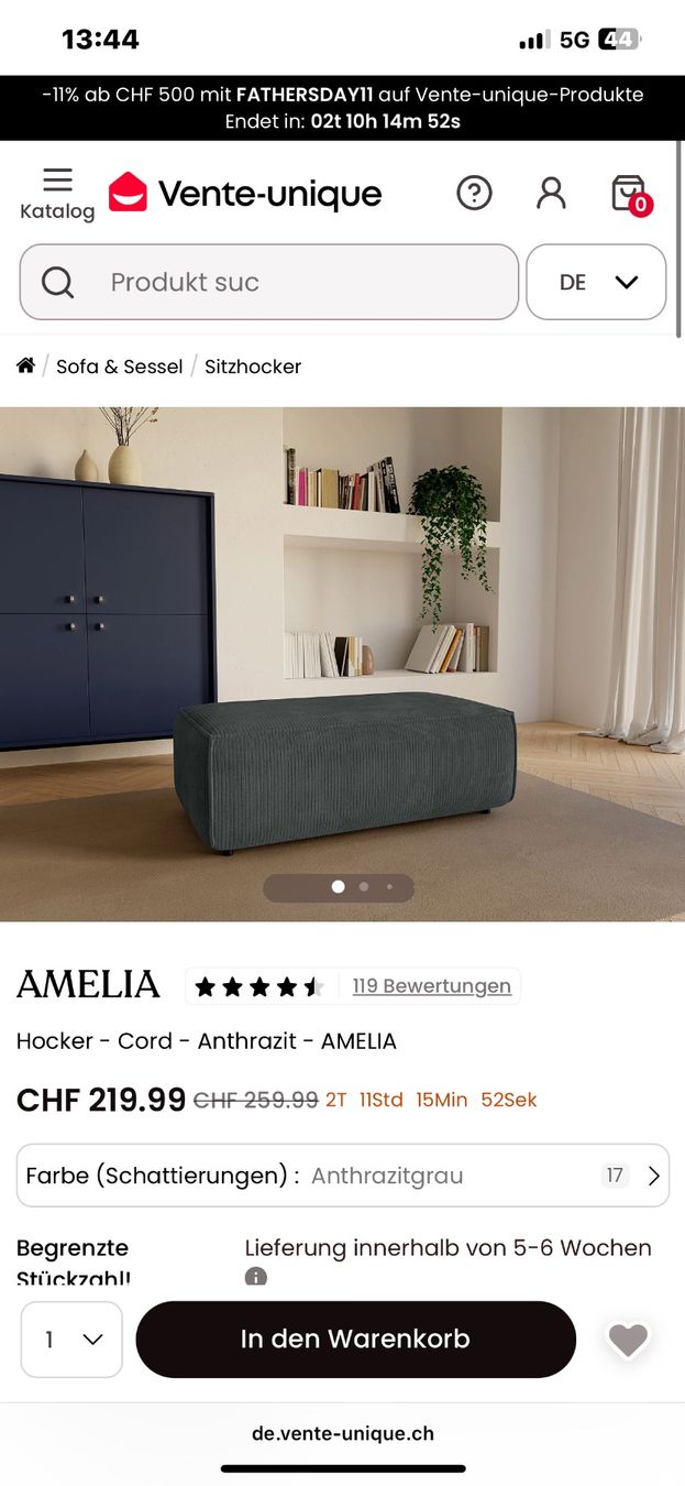 Sgabelli: Hocker im Cordstoff – Nuovo e nell'imballaggio originale da Thürnen venduto da wei_g6t2 1