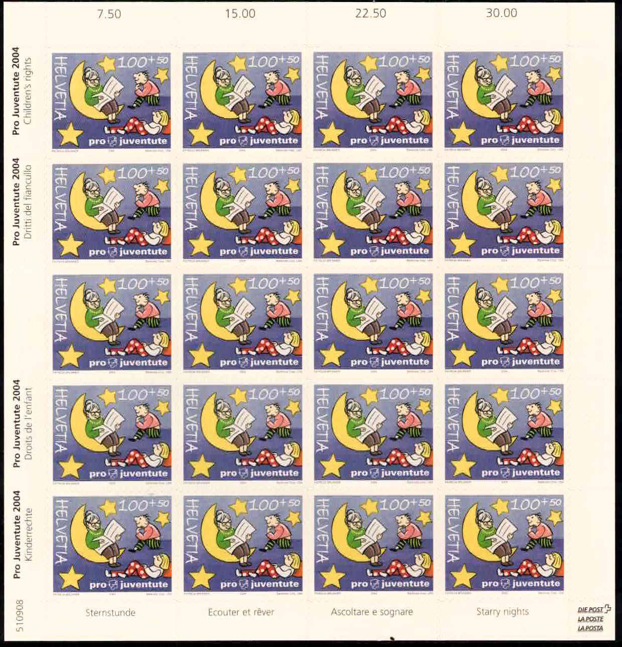 Alle Briefmarken: Pro Juventute 2004, Bogen Serie mit Phosphor, Kat.1'500.- – Neu (gemäss Beschreibung) aus Nuglar von Stamp88 4