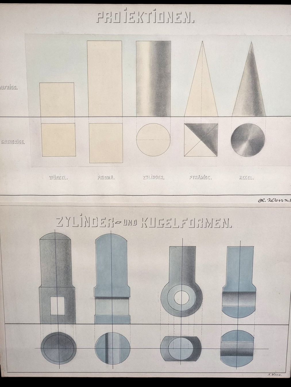 Poster & Bilder: Zylinder und Kugelformen Tusche von K. Wenz – Gebraucht aus Zürich von Zuerichparis08 3