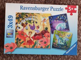 Ravensburger Puzzle Einhorn, Drache und Fee 5+ (3 x 49)
